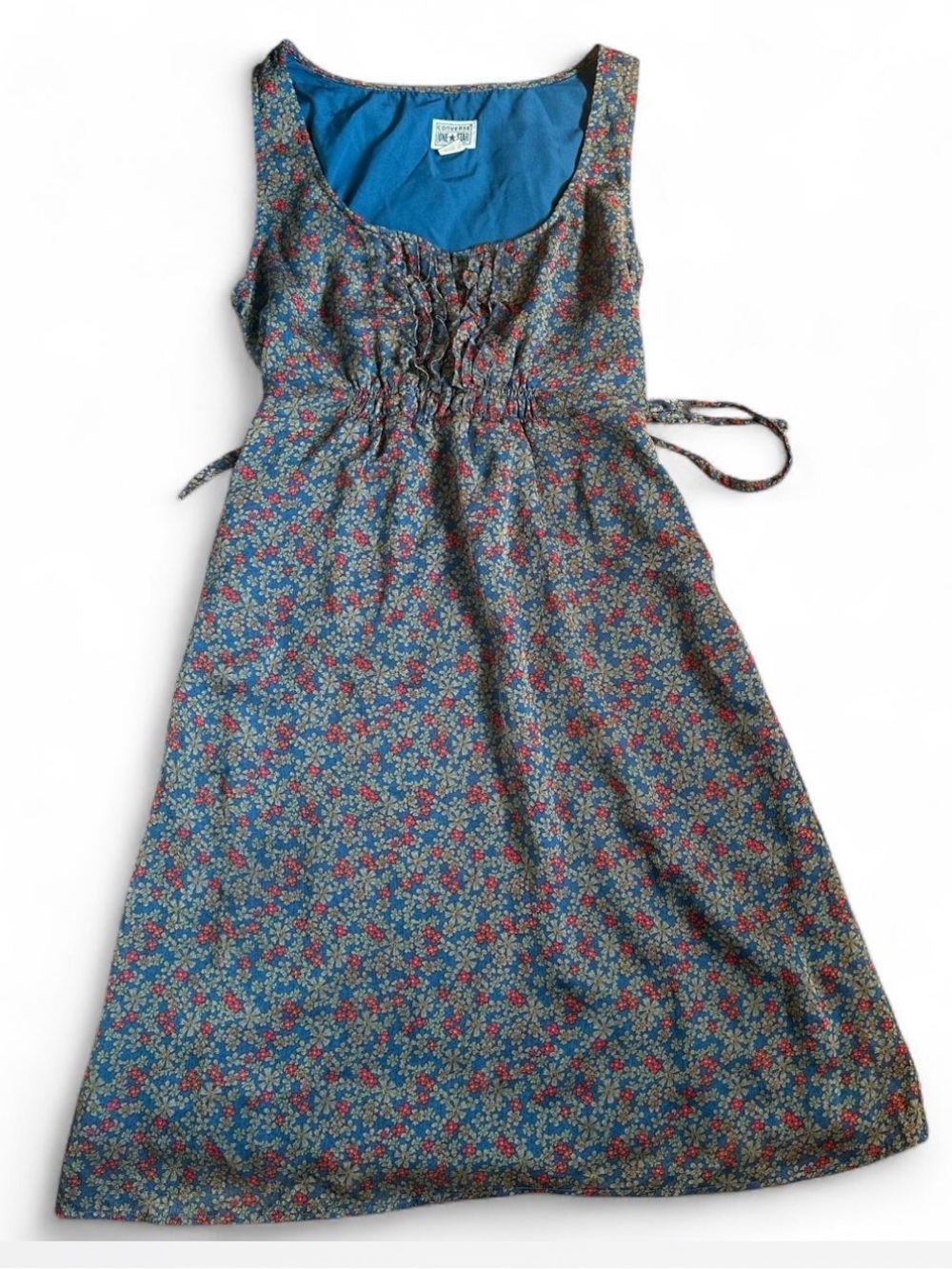 Converse One Star Womens Navy Blue Floral Sleeveless Shift Dress Size Medium